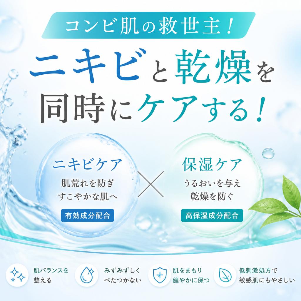 コンビ肌の救世主！ニキビと乾燥を同時にケアする！